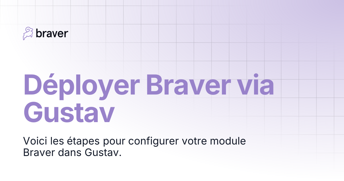 Déployer Braver via Gustav | Guides | Braver